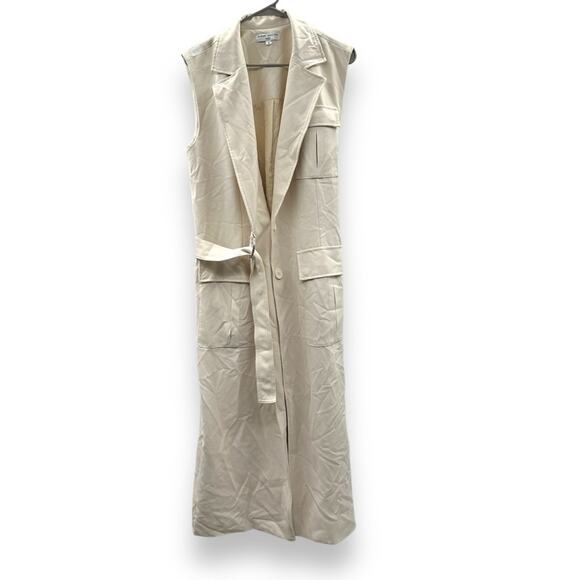 RTR Marina Moscone Collective Cream Long Wrap Vest Coat Sz M - Picture 3 of 16